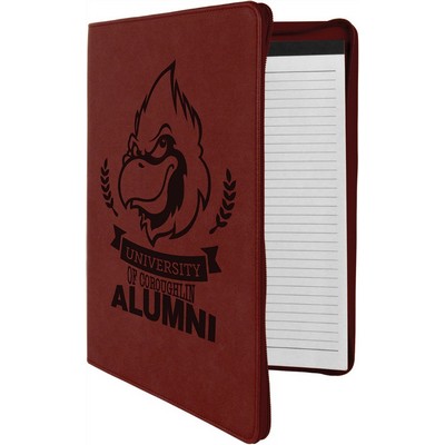9 1/2" x 12" Rose with Zipper Leatherette Portfolio with Notepad