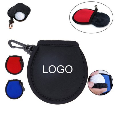 Portable Golf Ball Cleaning Pouch w/Hook 4"x4"
