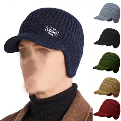Warm Winter Beanie Hat with Earflaps and Visor(Free Shipping)