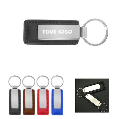 Leather Keychain w/ Metal Plate