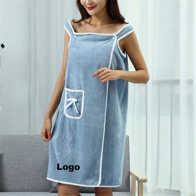Strappy Women Wearable Bath Towel W/ Pocket