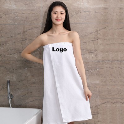 Button-Type Cotton Wearable Bath Towels For Women