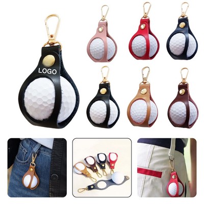 Leather Golf Ball Holder Bag