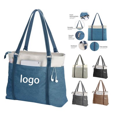 Women's Laptop Lightweight Splicing Canvas Bag