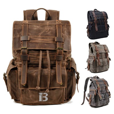 Water-repellent Oil Wax Canvas Backpack