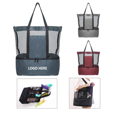Mesh Beach Tote Cooler Bag
