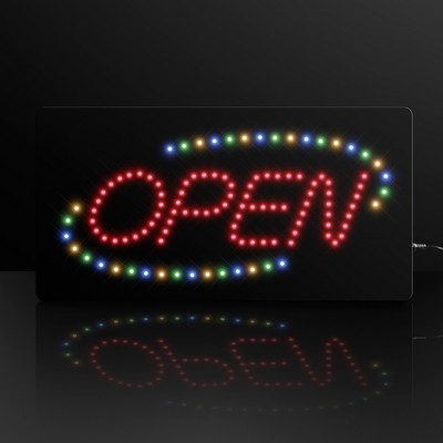 Multicolor LED Open Sign w/ A/C Adapter - BLANK