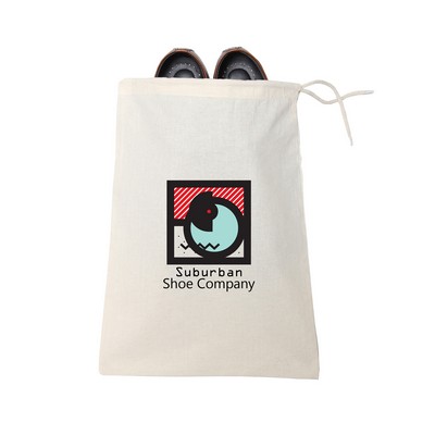 Natural Cotton Drawstring Shoe Bag - 11" x 16"