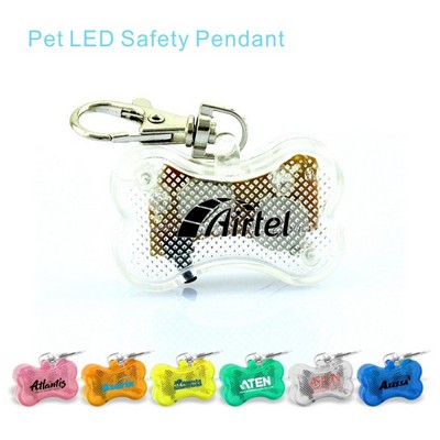 LED Dog Glow in The Dark Pet Tags Bone Shape Pet ID Tag Safety Collar Pendant