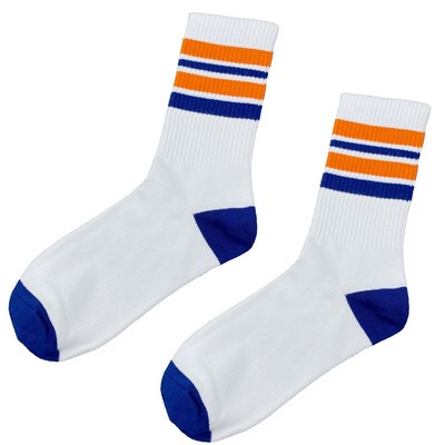 Cotton Athletic Crew Woven Jacquard Socks