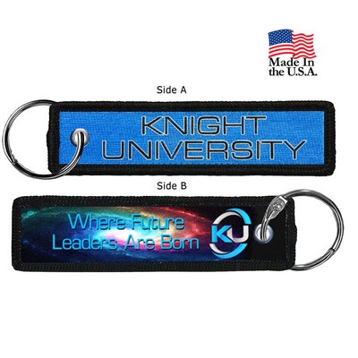 USA Made Medium Size 2 Side 4CP Dye Sub Key Ring with Merrow Border