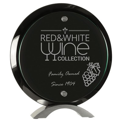 8.5" Round Black Piano Finish Floating Acrylic Standup