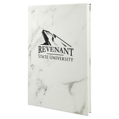 5 1/4" x 8 1/4" White Marble Leatherette Journal