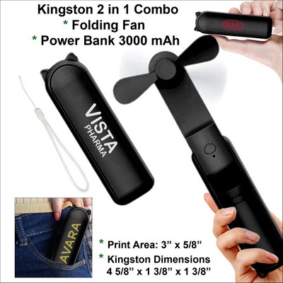 Kingston Folding Power Bank & Multi Speed Fan Combo 3000 mAh No Extra Tariff