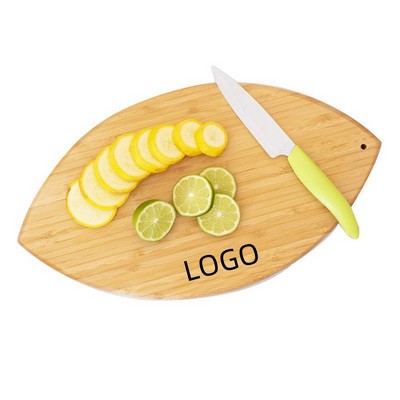 Football Shaped Bamboo Wood Cutting Board and Charcuterie Board