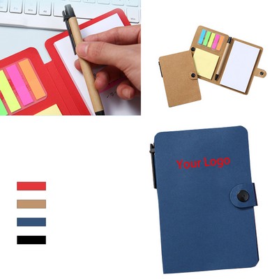Buttoned Kraft Paper Notepad with Pen