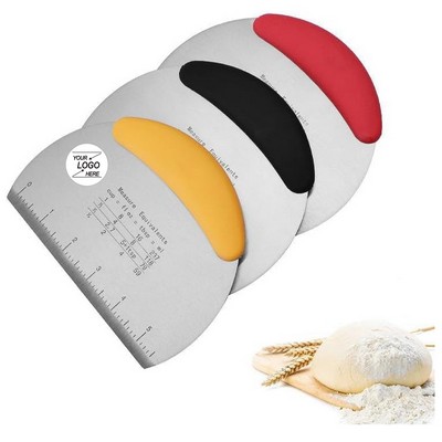 Heavy Duty Stainless Steel Dough Pastry Scraper Chopper Pizza Cutter with Measuring Scale