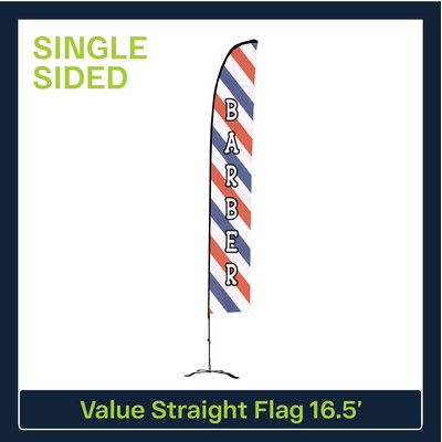 Value 16.5' Straight Flag - Single Sided Graphic Black X Base