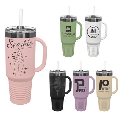 Polar Camel 40oz Ghost Black ION-Plated Travel Mugs w/ Straw