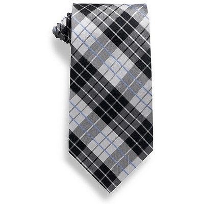 Closeout - Black/Gray Plaid Silk Tie