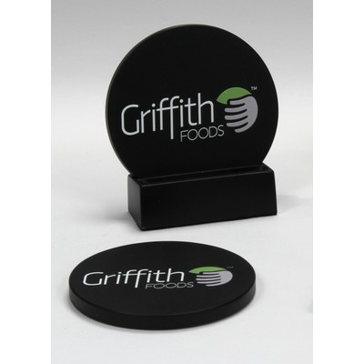 2-Pc Round Smooth-Texture Coaster Set w/Base