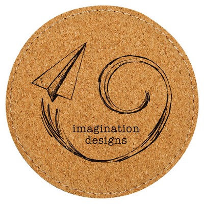 Round Coaster, Cork, Engraved, 4" Dia
