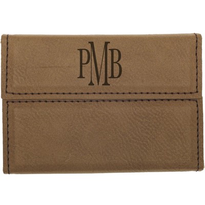 3 3/4" x 2 3/4" Dark Brown Leatherette Hard Business Card Holder