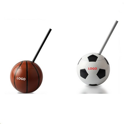 15 Oz. Soccer Ball Cups Soccer Tumbler w/Straw & Lid