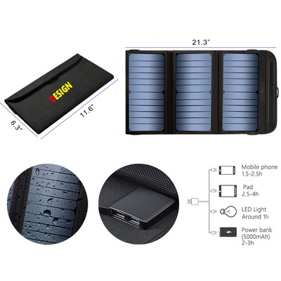 Portable 20W Solar Panel Charger for Cell Phone with Dual Usb Output