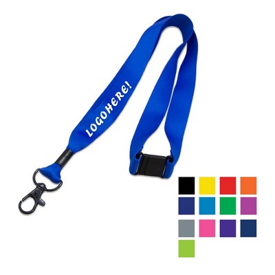 3/4" Custom Polyester Lanyard w/Black Lobster Claw & Safety Breakaway