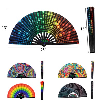 Large Folding Hand Rave Fan