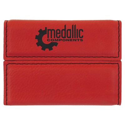 3.75" x 2.75" Red Leatherette Hard Business Card Holder