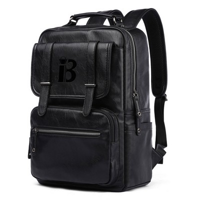 14 Inches Laptop Pu Leather Middle School Students Backpack