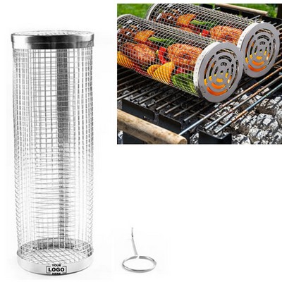 Rolling Grilling Baskets Stainless Steel Vegetable Cage