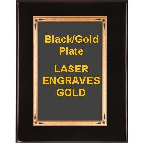Black 7" x 9" Piano Finish Plaque - 5" x 7" Black/Gold Florentine Plate