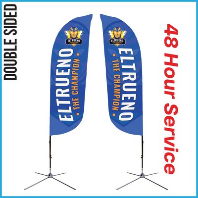 9' Feather Flag - Double Sided w/Chrome X Base (Small) - Made in the USA