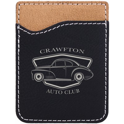 Leatherette Phone Wallet - Black/Engraves Silver