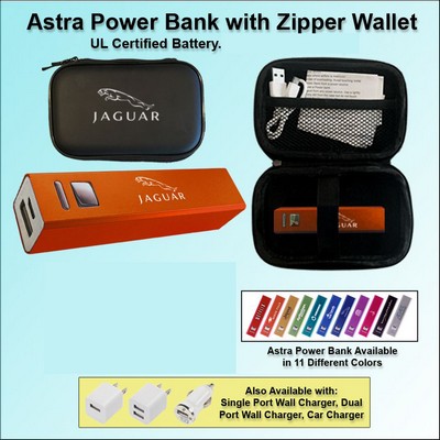 Astra Power Bank Gift Set in Zipper Wallet 2000 mAh - Orange No Extra Tariff