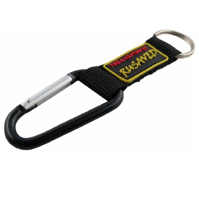 3/4" Polyester PVC Carabiner Keychain w/ Split Key Ring Lanyards