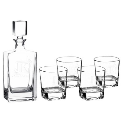 810ml Rectangle Glass Decanter Set with Four 8 oz. Glasses