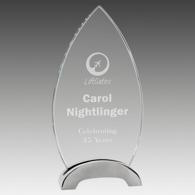 8.5" Oval Platinum Glass with Arch Metal Base