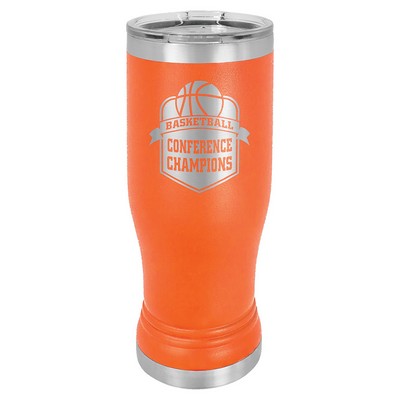 Orange 14 oz. Polar Camel Pilsner with Clear Lid