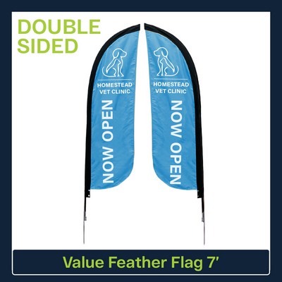 Value 7' Feather Flag - Double Sided w/Spike Base and Carry Bag