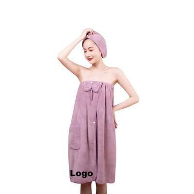 Coral Fleece Bowknot Women Wearable Bath Towel