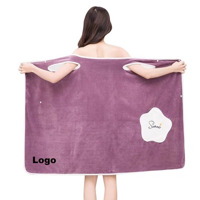 Coral Fleece Women'S Wearable Bath Towel