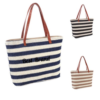 Big Straw Beach Tote with Handles