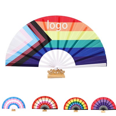 Vibrant 13 Inch Oversized Folding Hand Dance Fan