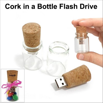 Cork in Bottle Flash Drive - 2 GB Memory No Extra Tariff