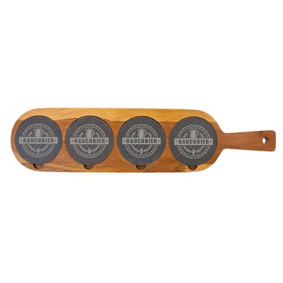 18.5" x 4.25" Acacia Wood/Slate Serving Board