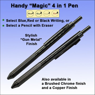 "Magic" 4 in 1 Metal Pen - Gun Metal No Extra Tariff